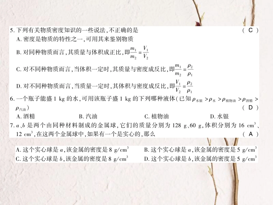 八年级物理上册 5 我们周围的物质综合测评卷课件 （新版）粤教沪版_第3页