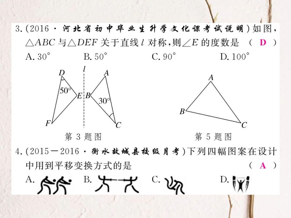 八年级数学上册 16 轴对称和中心对称检测卷课件 （新版）冀教版_第3页