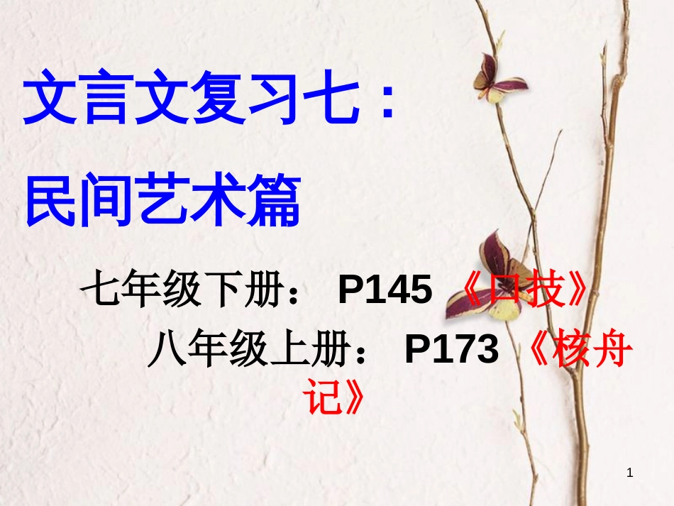 内蒙古鄂尔多斯市中考语文 文言文复习专题《口技》《核舟记》课件[共36页]_第1页