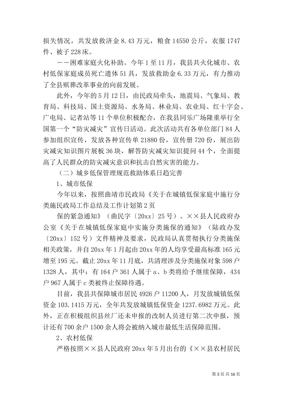 民政局工作总结及工作计划（一）_第3页