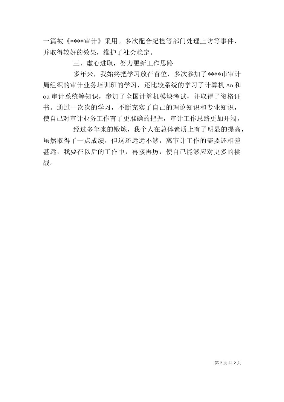 审计人员个人工作总结（三）_第2页
