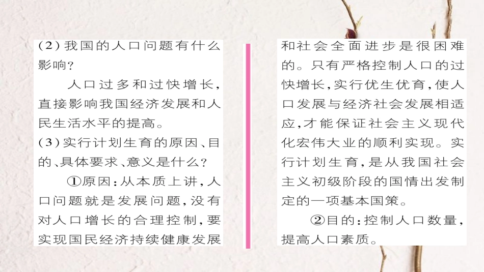 九年级政治全册 第二单元 了解祖国 爱我中华 第四课 了解基本国策与发展战略 第2框 计划生育与保护环境的基本国策同步作业课件 新人教版[共27页]_第3页