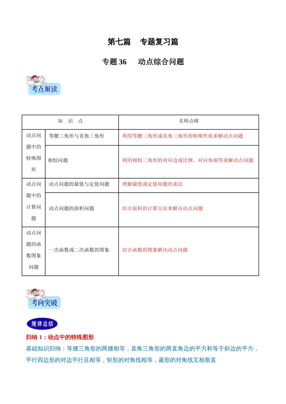 专题36  动点综合问题（解析版）[1]_第1页