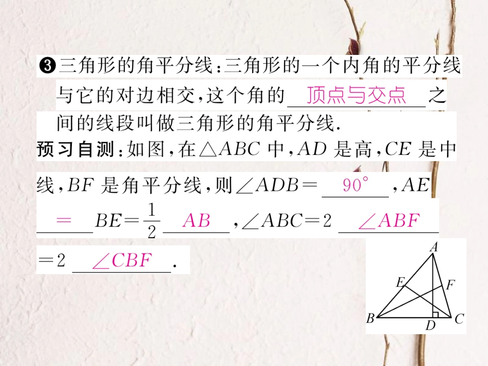 八年级数学上册 11.1.2 三角形的高、中线与角平分线课件 （新版）新人教版[共21页]_第3页