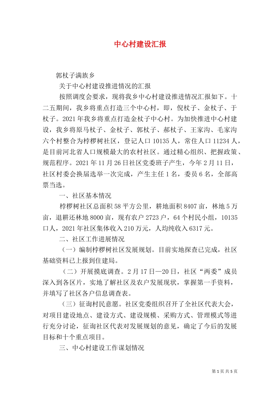中心村建设汇报（四）_第1页