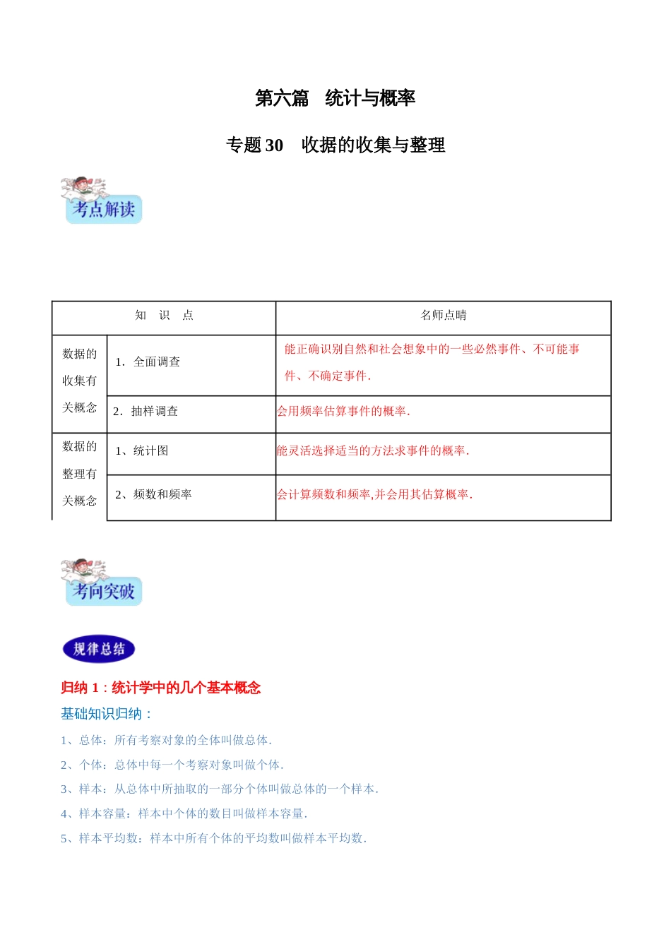 专题30  收据的收集与整理（原卷版）[1]_第1页