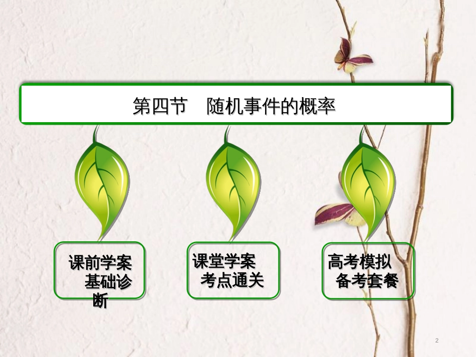 高三数学一轮总复习 第十章 计数原理、概率、随机变量及其分布列 10.4 随机事件的概率课件_第2页