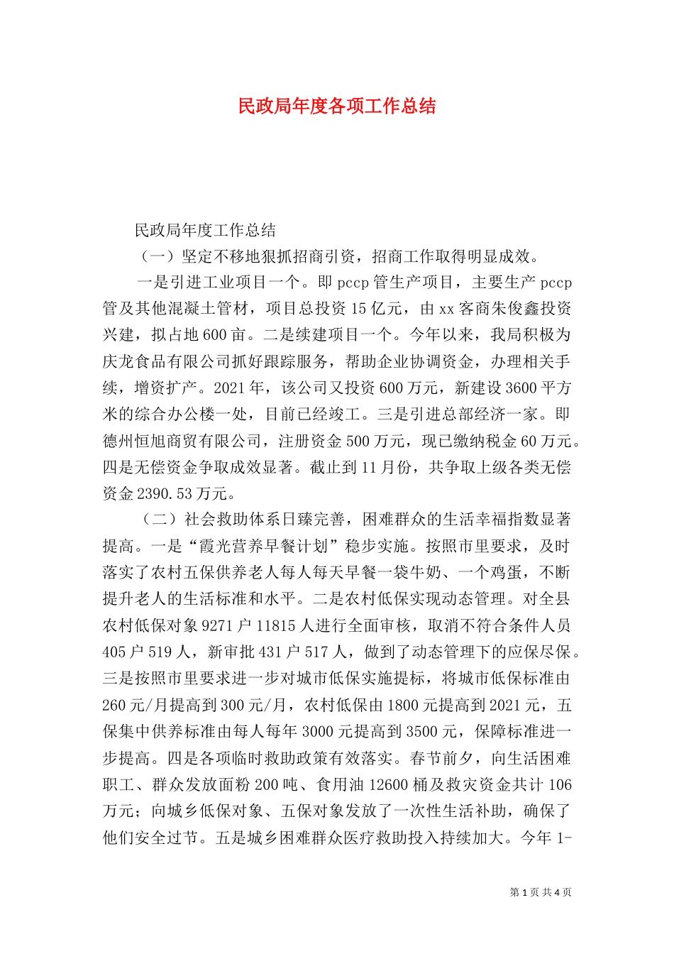 民政局年度各项工作总结_第1页
