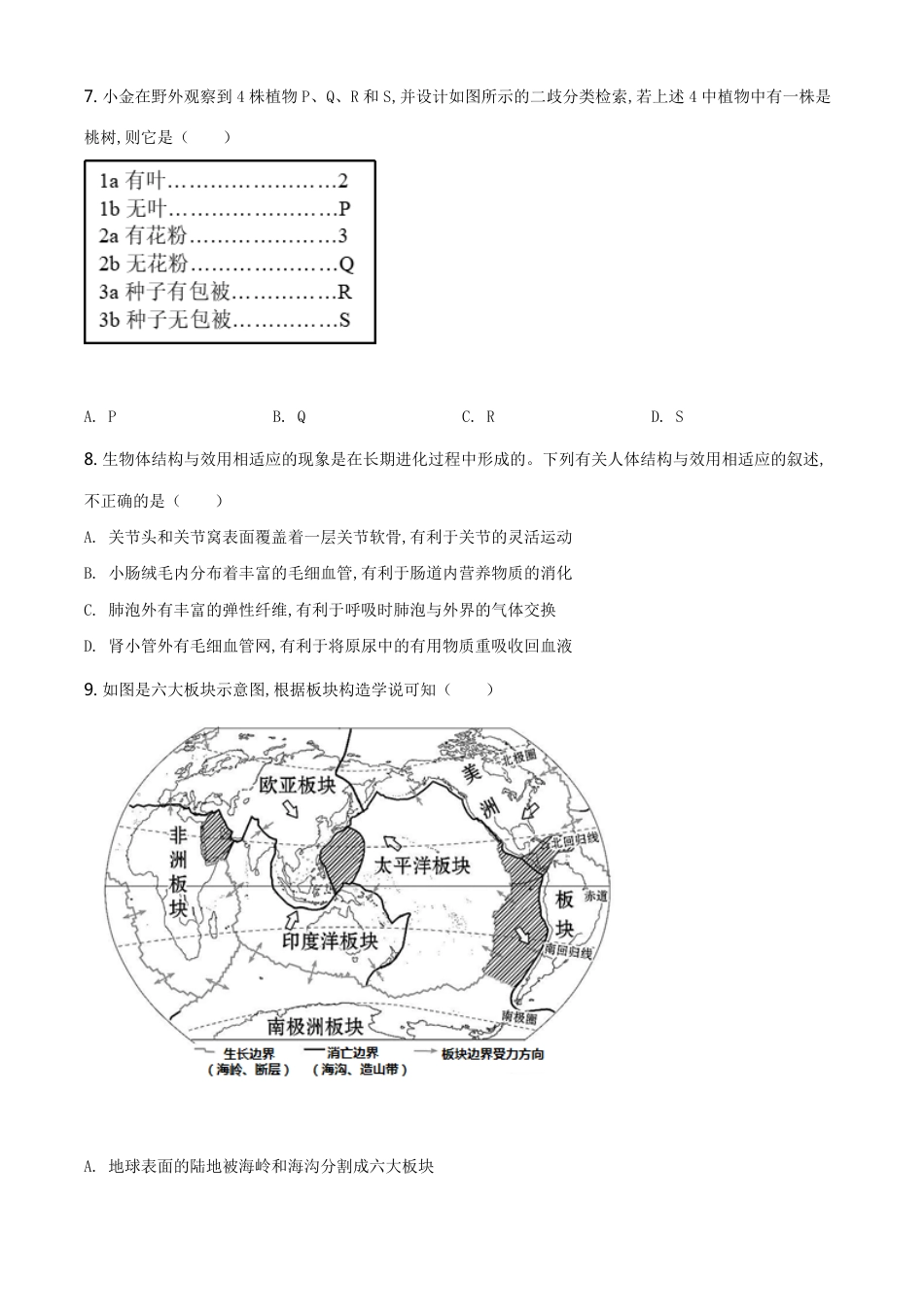 精品解析：浙江省杭州市2020年中考科学试题（原卷版）_第2页