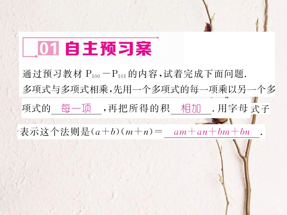 八年级数学上册 14.1.4 整式的乘法 第3课时 多项式乘以多项式课件 （新版）新人教版_第2页