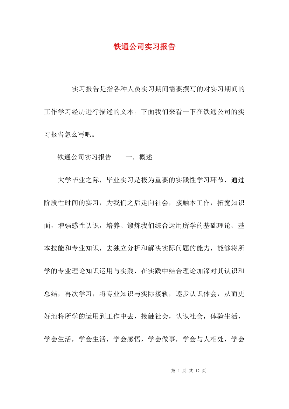（精选）铁通公司实习报告_第1页