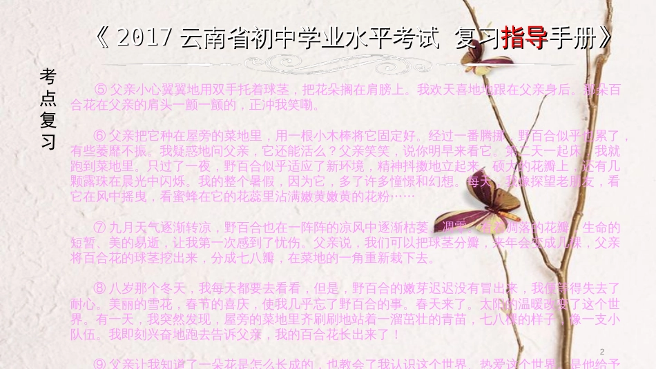 云南省中考语文 专题一 记叙文阅读复习课件_第2页