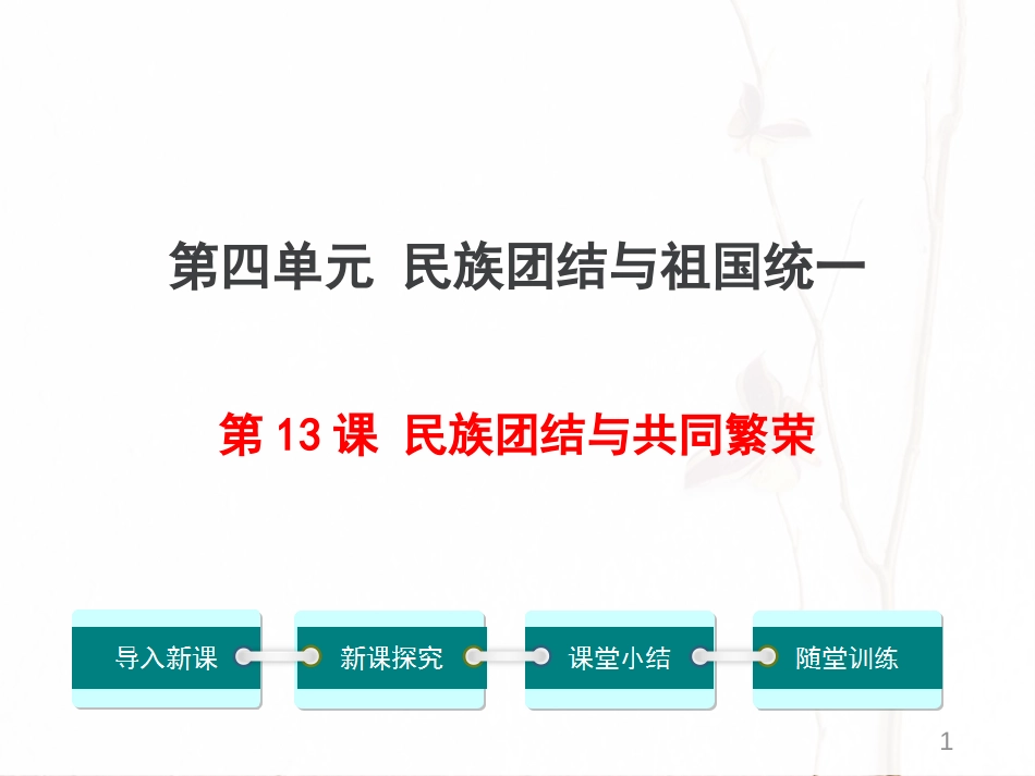 八年级历史下册 第13课 民族团结与共同繁荣习题课件 川教版_第1页