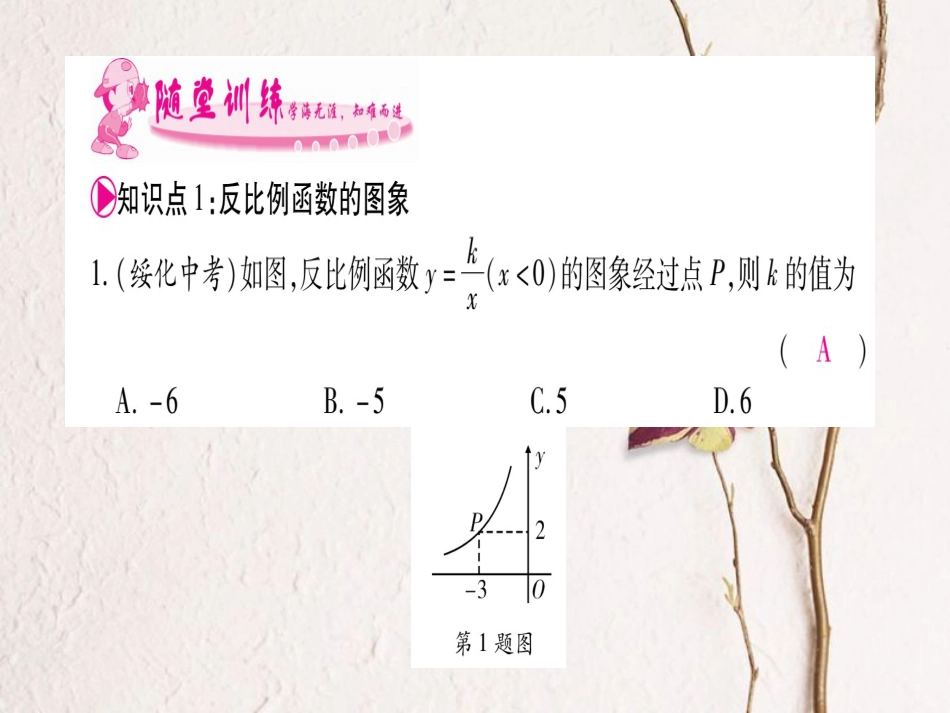 九年级数学上册 6.2 反比例函数的图象与性质习题课件 （新版）北师大版_第3页