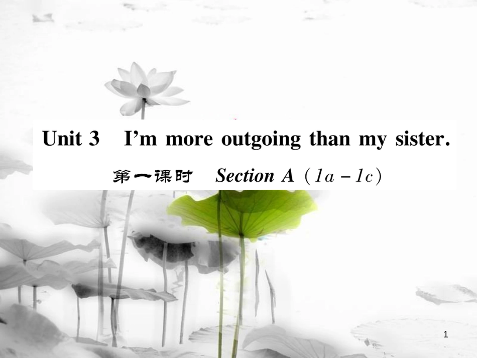 八年级英语上册 Unit 3 Im more outgoing than my sister（第1课时）Section A（1a-1c）同步作业课件 （新版）人教新目标版_第1页