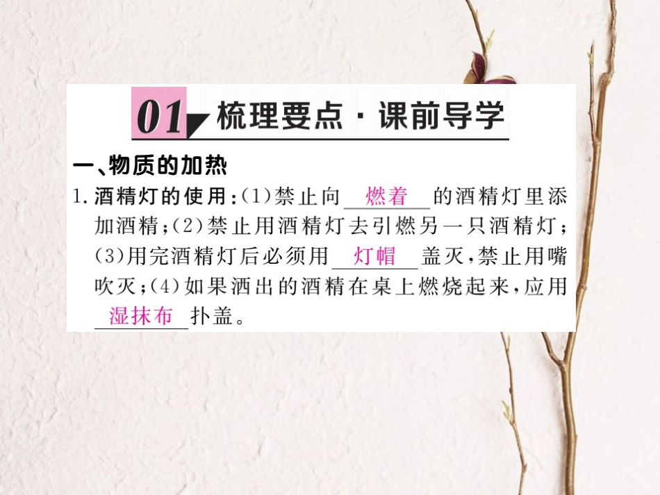 （贵州专）九年级化学上册 第一单元 课题3 第2课时 物质的加热、仪器的连接及洗涤复习课件 （新）新人教版_第2页