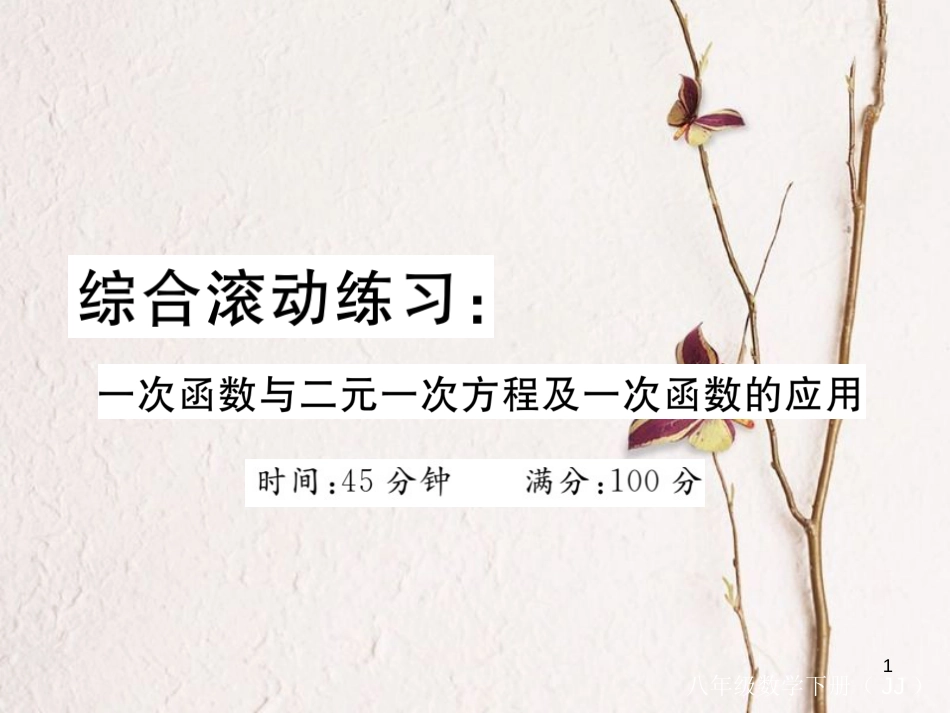 八年级数学下册 综合滚动练习 一次函数与二元一次方程及一次函数的应用练习课件 （新版）冀教版_第1页