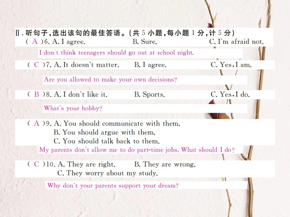 （河北专）九年级英语全册 Unit 7 Teenagers should be allowed to choose their own clothes检测卷课件 （新）人教新目标版_第3页