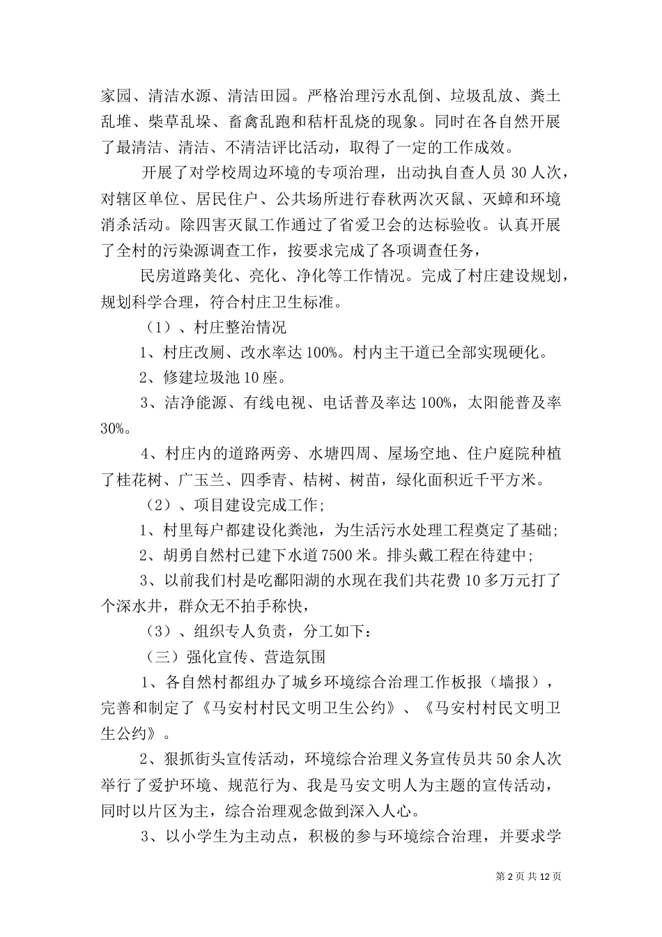 村环境整治工作自查报告（一）_第2页