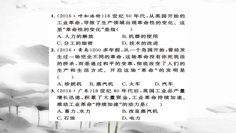 安徽省中考历史 基础知识夯实 模块五 世界近代史 第四主题 两次工业革命讲义课件[共13页]_第2页