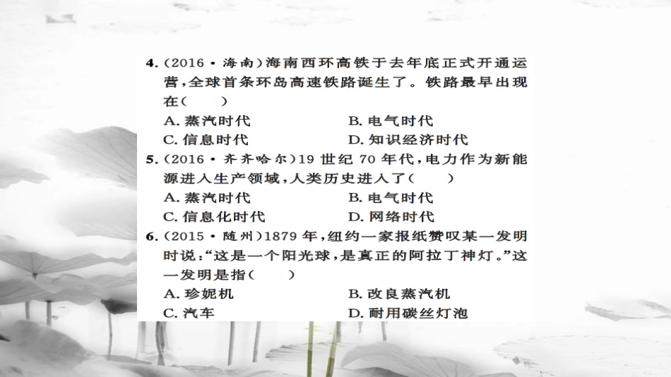 安徽省中考历史 基础知识夯实 模块五 世界近代史 第四主题 两次工业革命讲义课件[共13页]_第3页