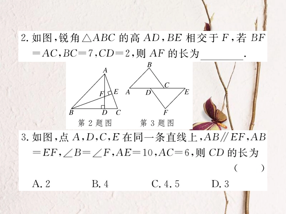 八年级数学上册 解题技巧专题 利用全等解决问题的模型与技巧课件 （新版）新人教版_第3页