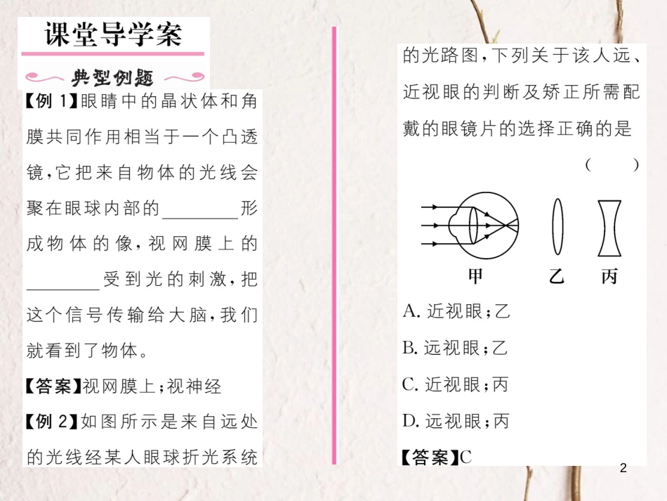 ewwAAA八年级物理上册 5.4 眼睛和眼镜作业课件 （新版）新人教版_第2页