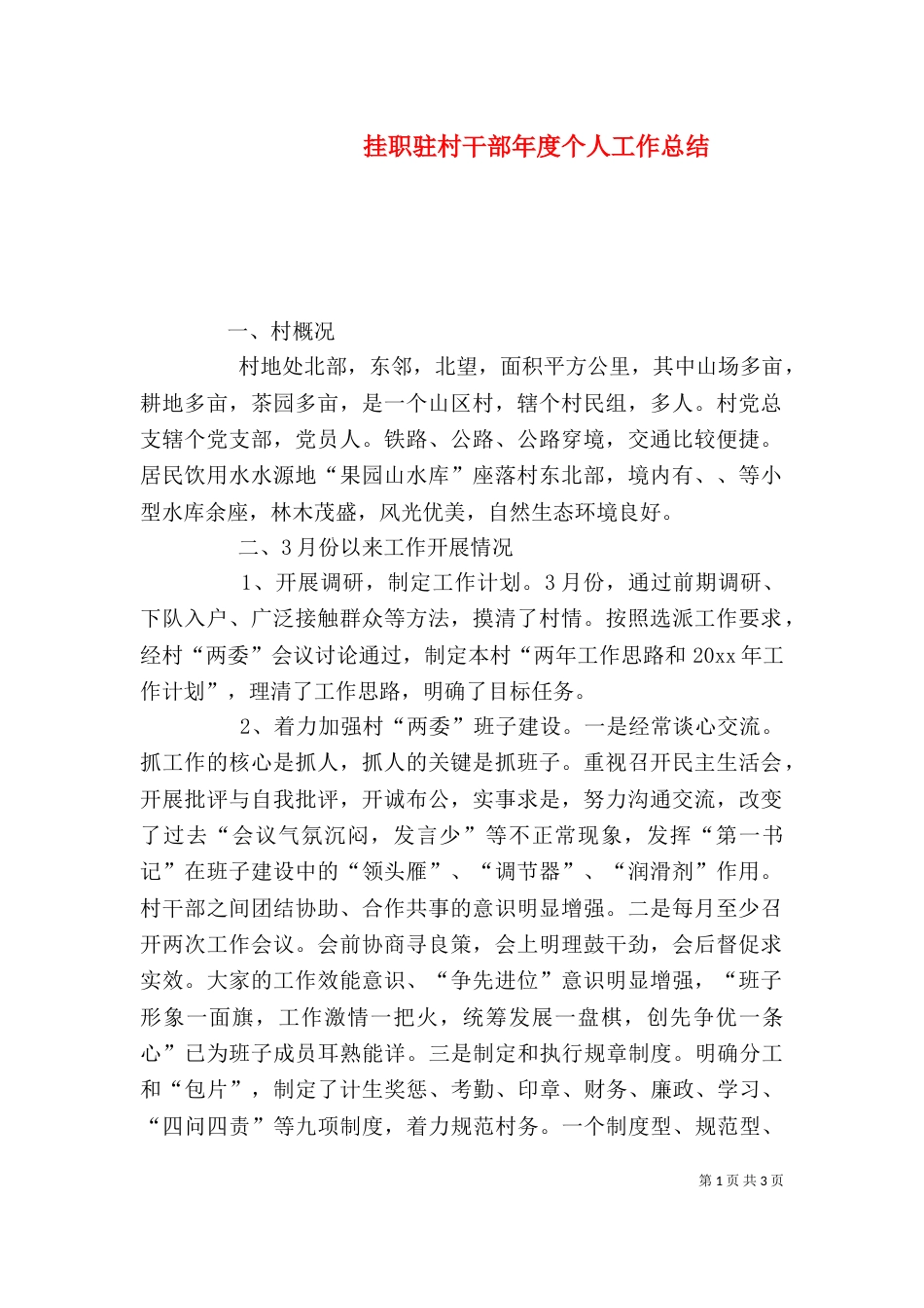 挂职驻村干部年度个人工作总结_第1页