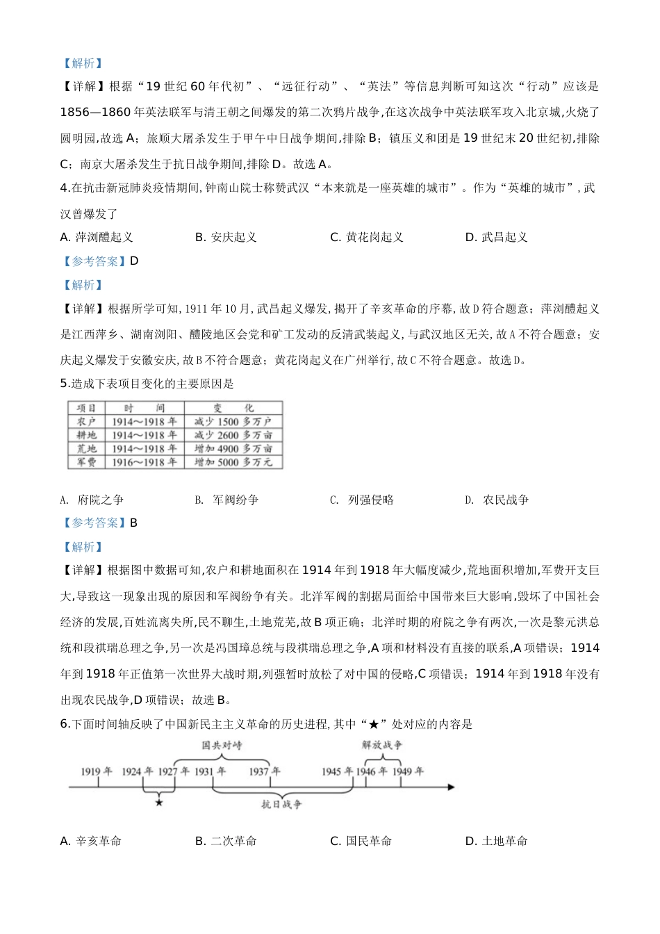 精品解析：海南省2020年中考历史试题（解析版）_第2页