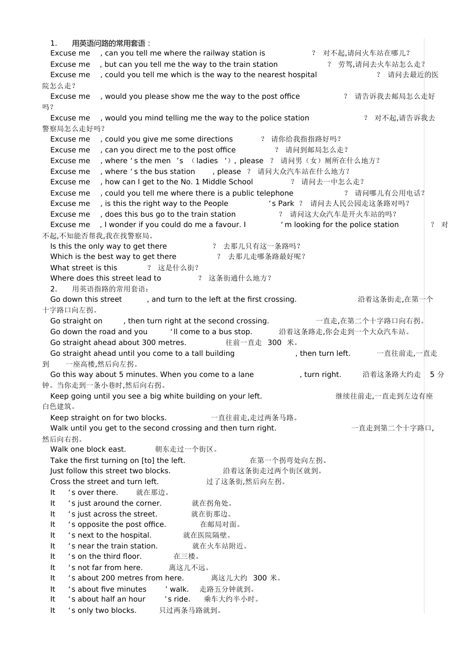 英语问路(句式)_第1页