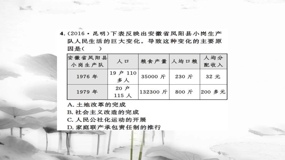 安徽省中考历史 基础知识夯实 模块三 中国现代史 第三主题  第三单元 建设有中国特色的社会主义课后提升课件[共12页]_第3页