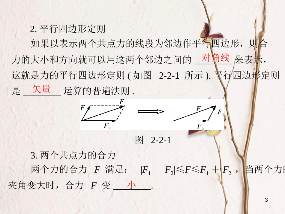 南方新高考高考物理大一轮复习 专题二 相互作用与物体平衡 第2讲 力的合成与分解课件_第3页