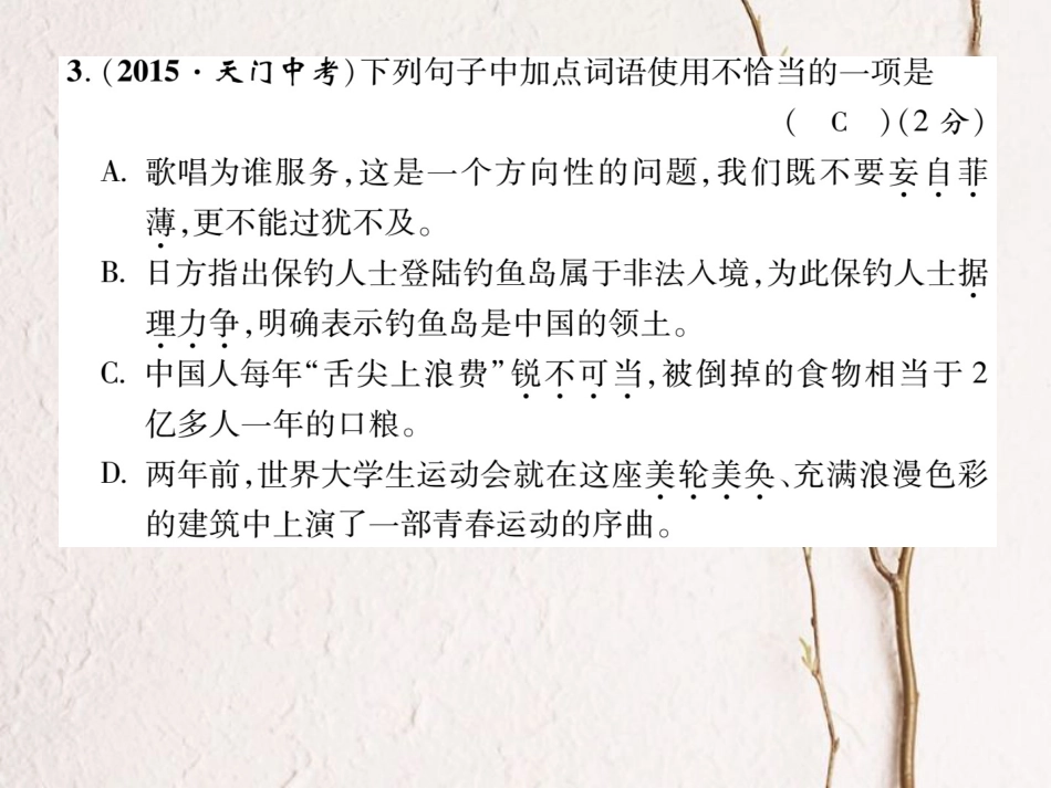 八年级语文上学期期末达标测试题复习课件 （新版）新人教版[共22页]_第3页