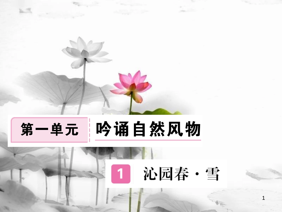 安徽省九年级语文上册 第一单元 1 沁园春 雪习题讲评课件 新人教版[共21页]_第1页