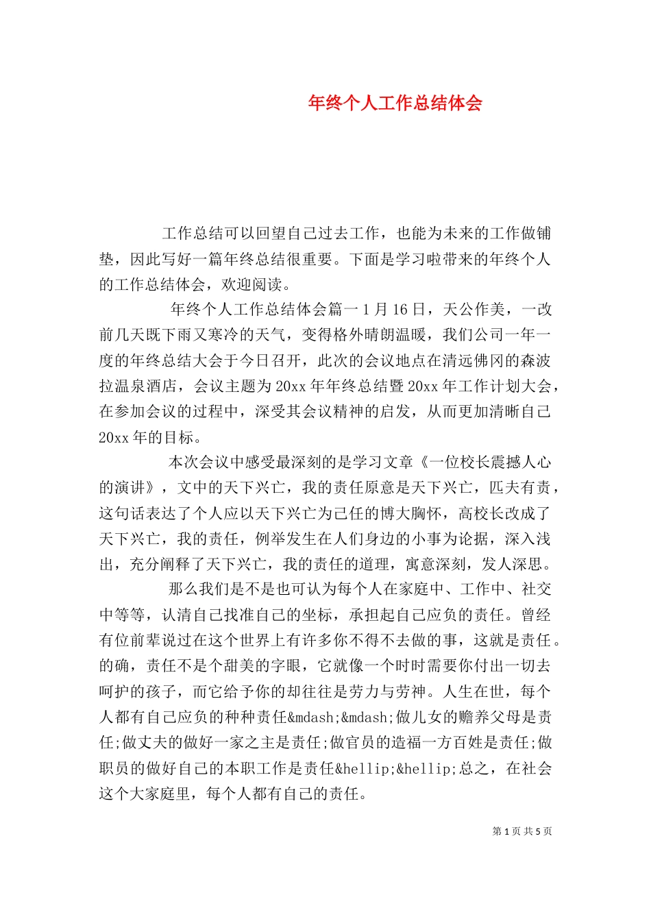 年终个人工作总结体会_第1页