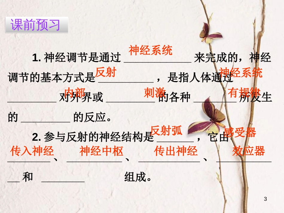 广东省七年级生物下册 第6章 第三节 神经调节的基本方式导练课件 （新版）新人教版_第3页