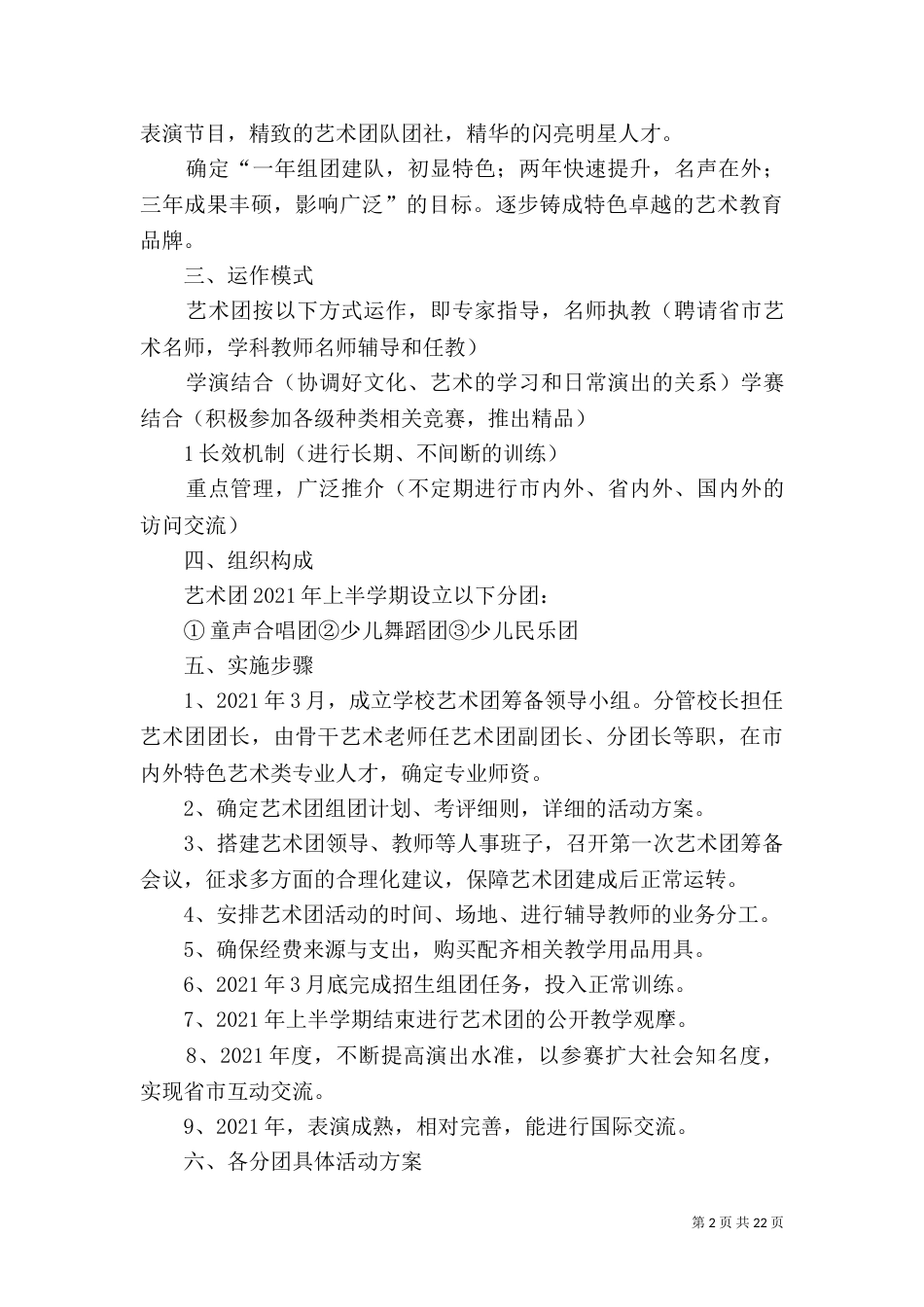艺术团创建方案五篇_第2页