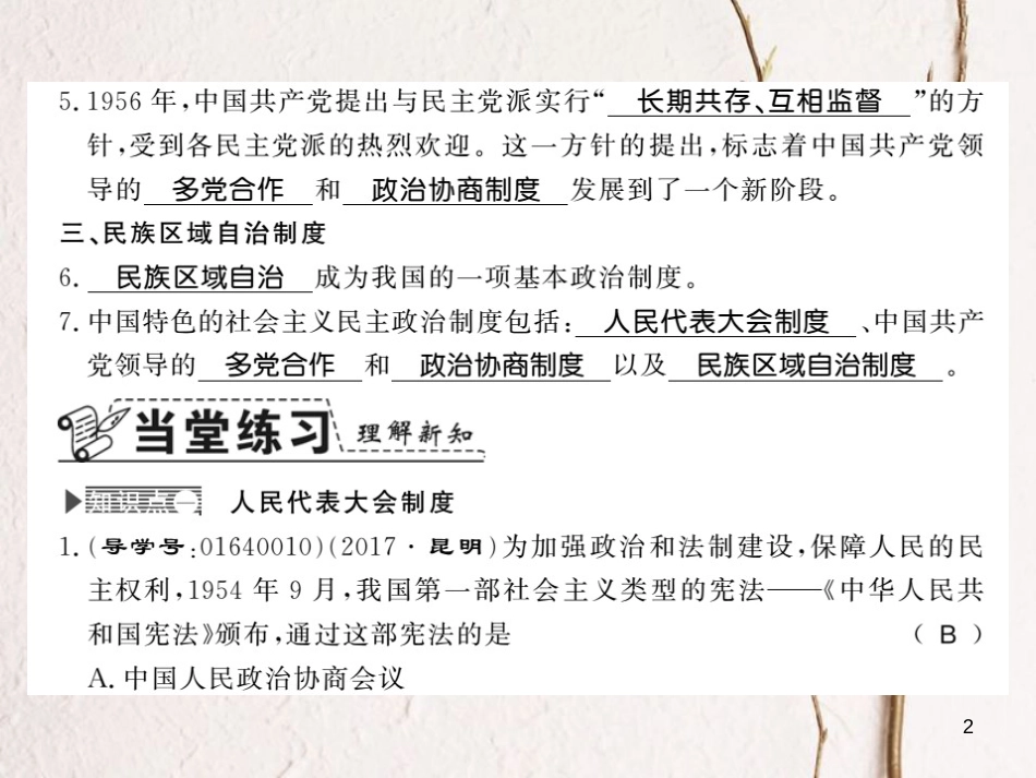 八年级历史下册 第二单元 向社会主义社会过渡 第六课 新中国的政治制度建设课件 岳麓版_第2页