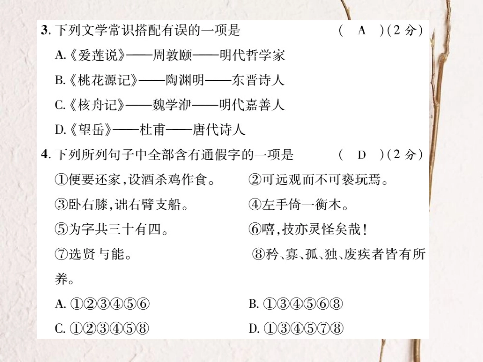 八年级语文上册 第五单元综合测试卷课件 （新版）新人教版[共21页]_第3页