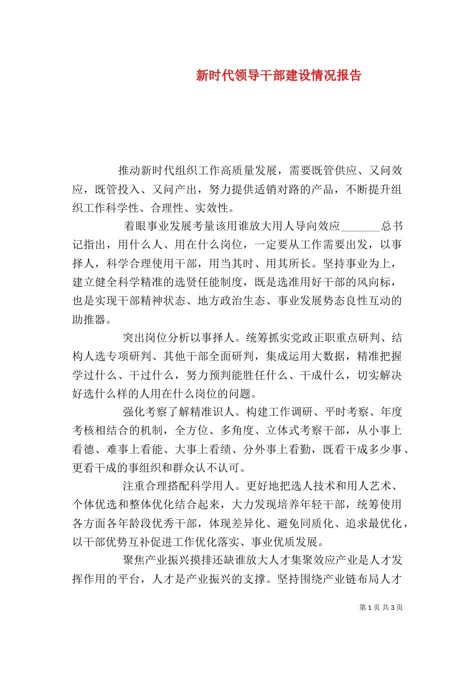 新时代领导干部建设情况报告_第1页