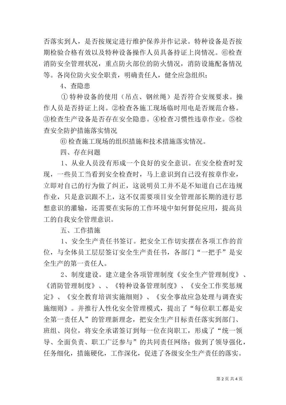 大检查大整治安全工作总结_第2页