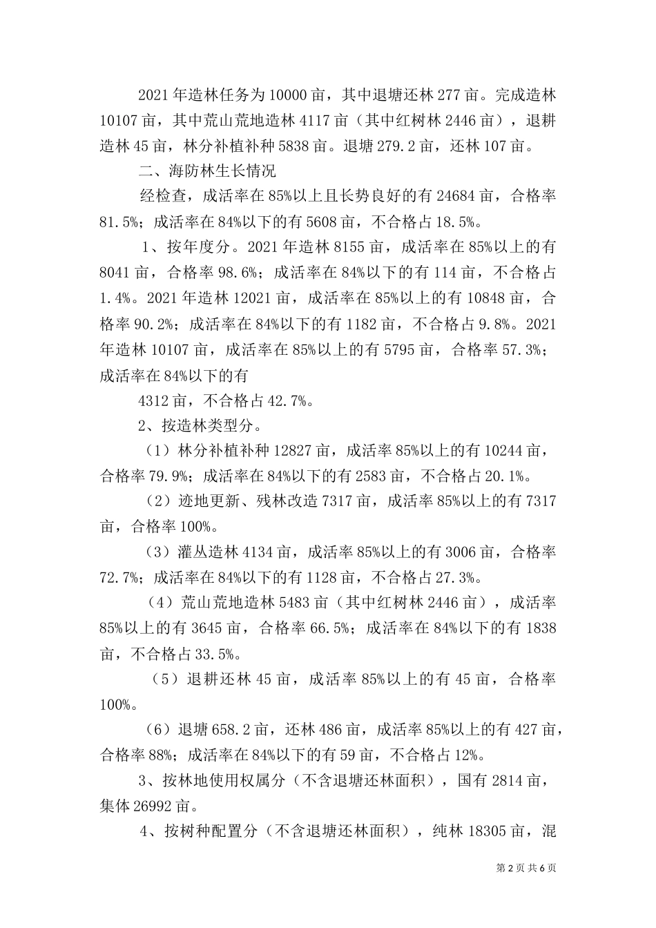 海防林建设情况的自查报告_第2页