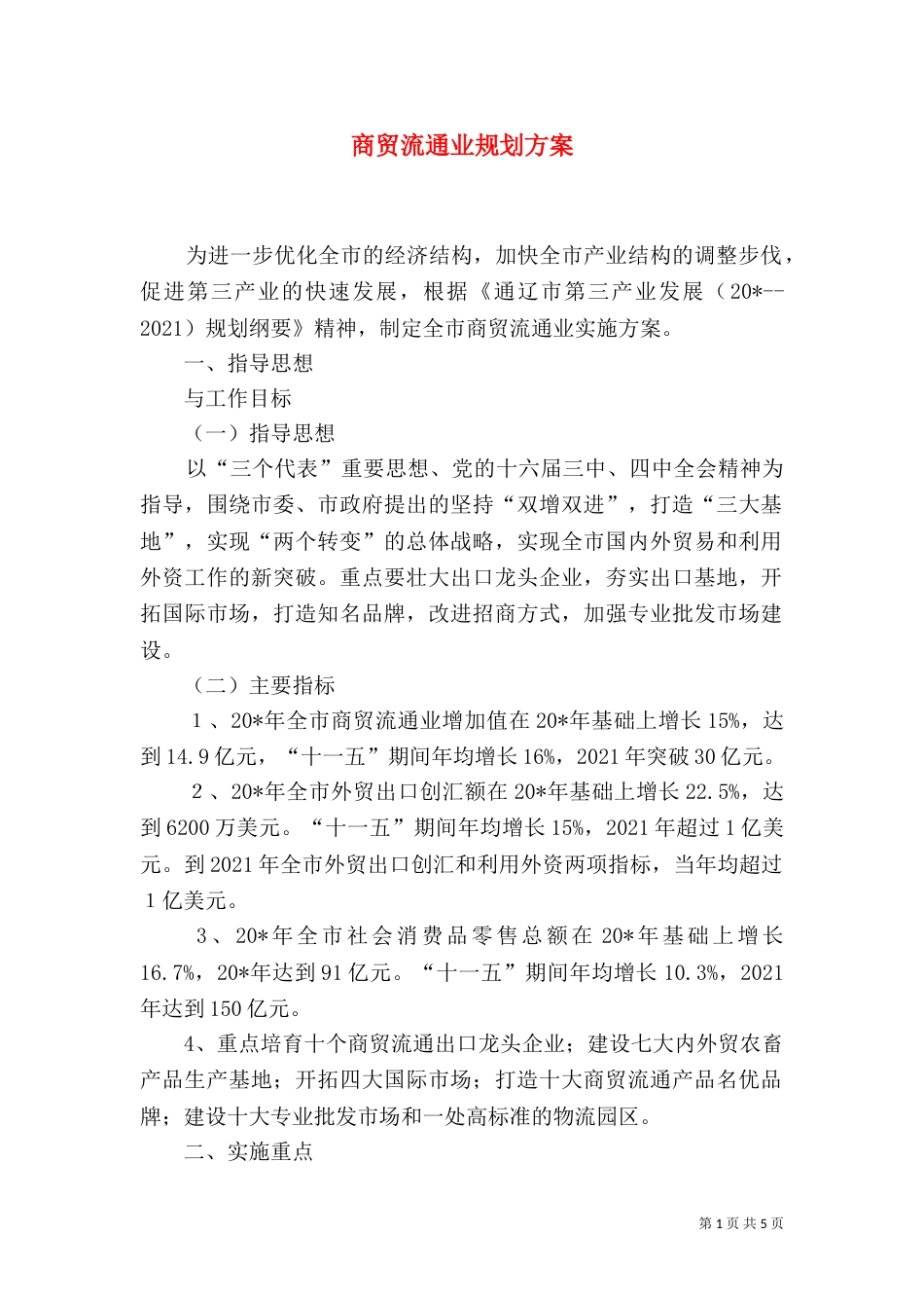 商贸流通业规划方案_第1页