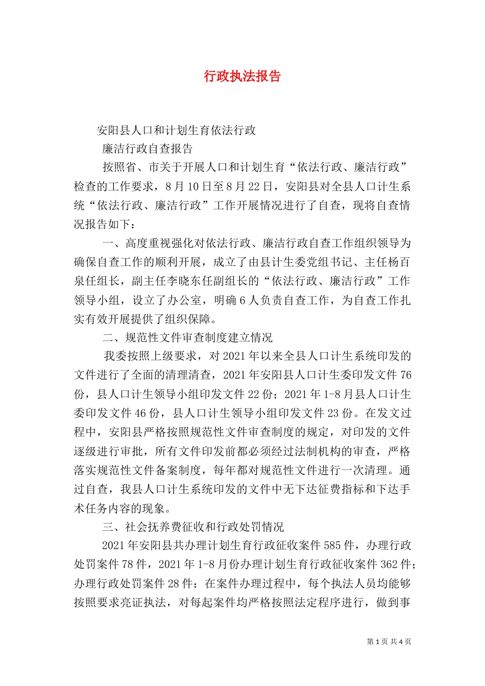行政执法报告（一）_第1页
