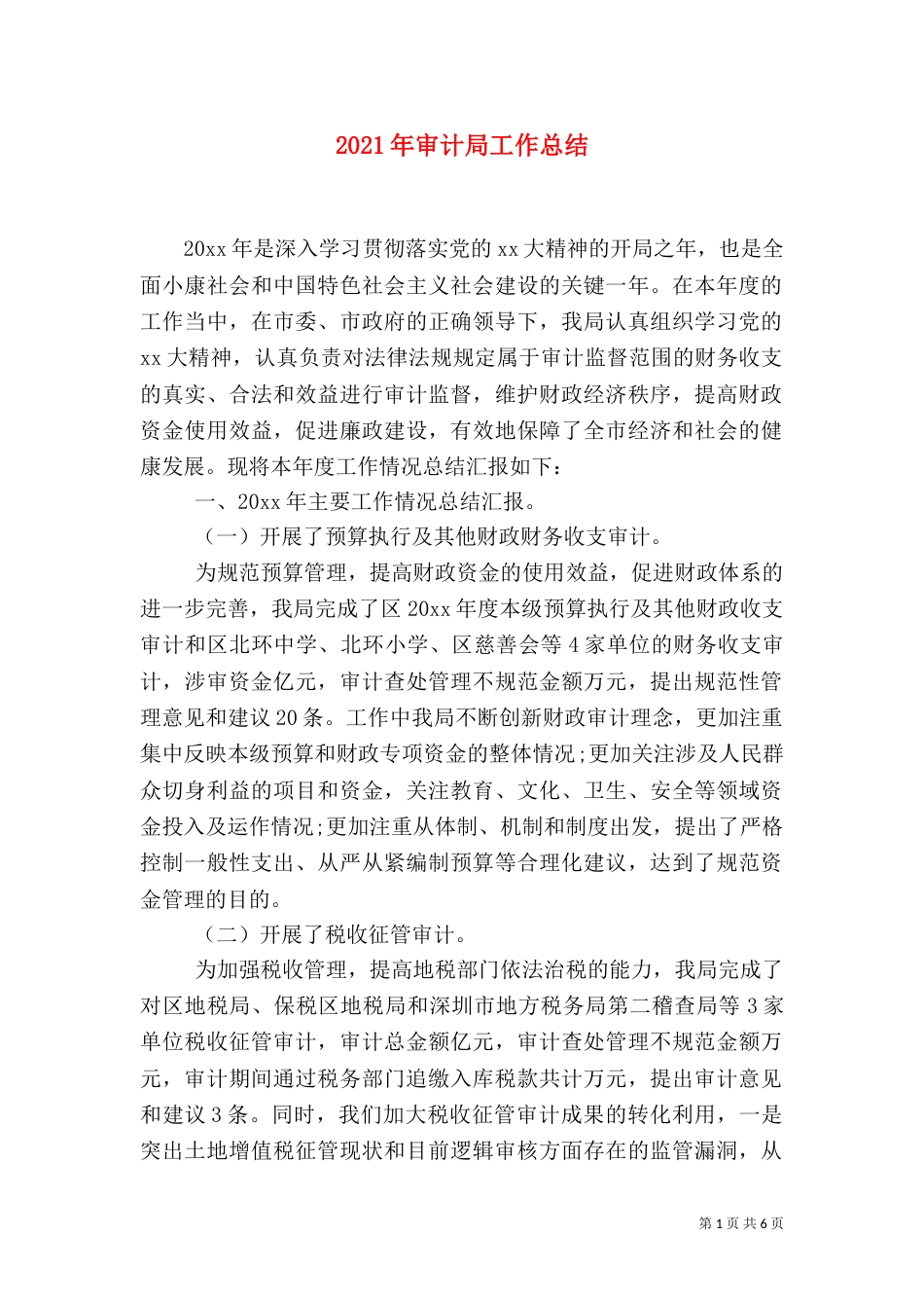 2023年审计局工作总结_第1页