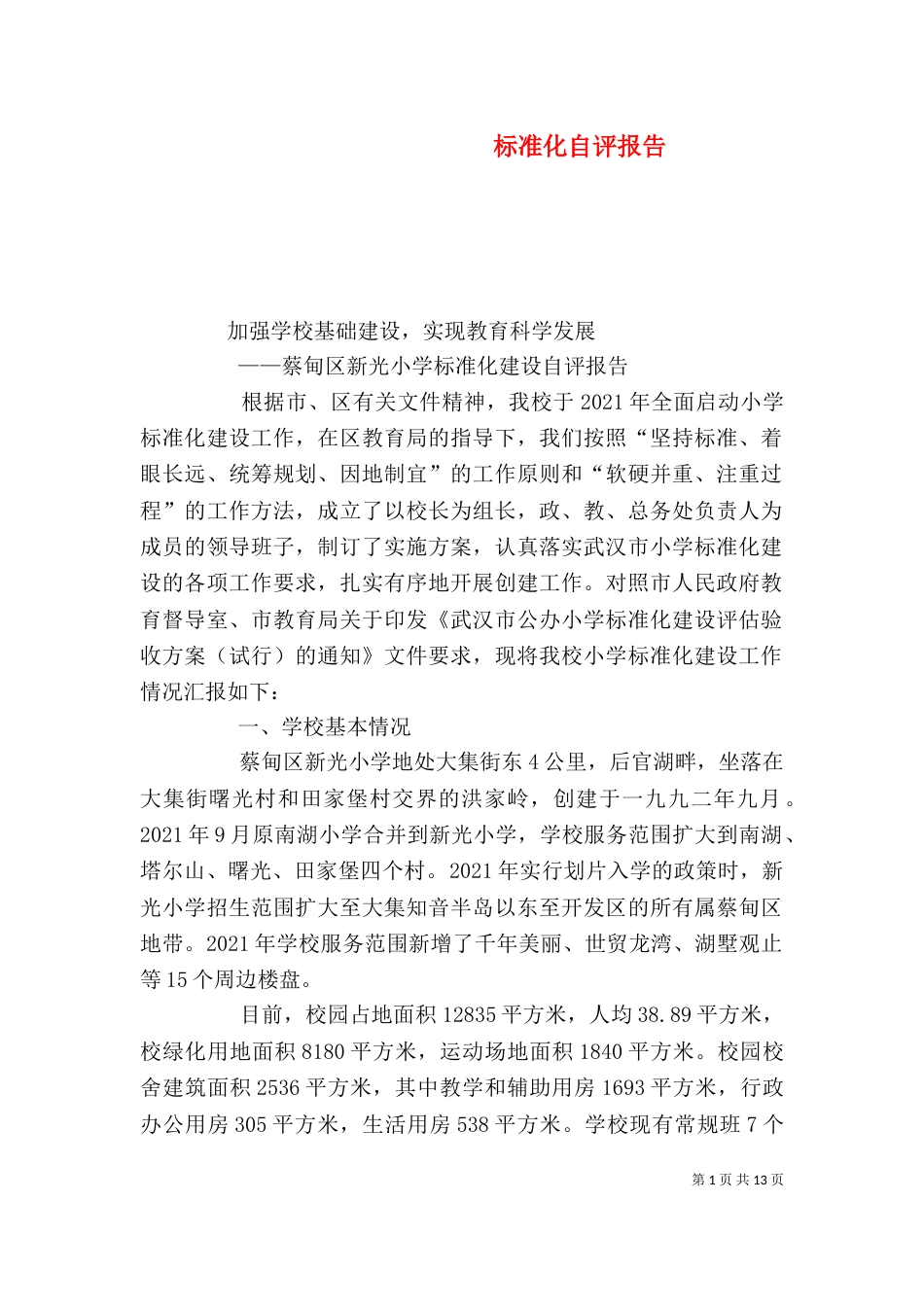 标准化自评报告（二）_第1页