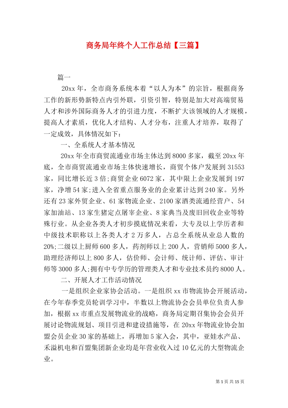 商务局年终个人工作总结【三篇】_第1页