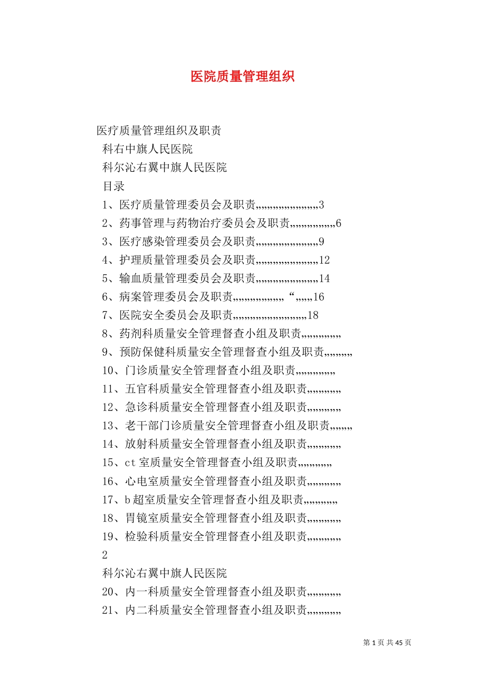 医院质量管理组织_第1页