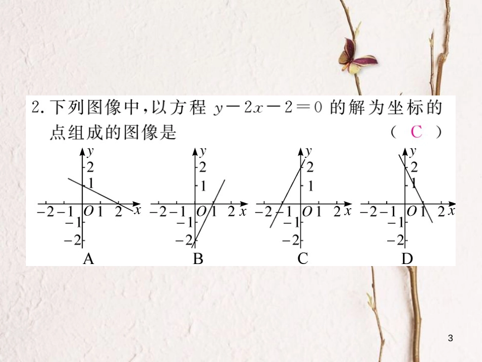 八年级数学下册 第21章 一次函数 21.5 一次函数与二元一次方程的关系练习课件 （新版）冀教版_第3页