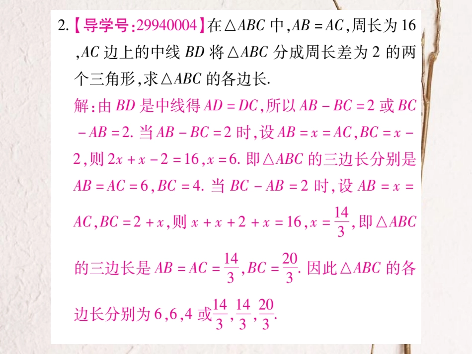 八年级数学上册 专题1 三角形的边和角的相关计算课件 （新版）新人教版_第3页